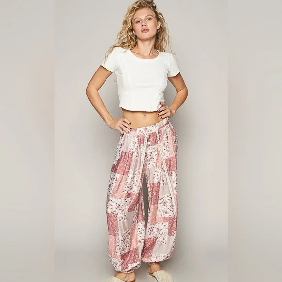 POL Blush Patchwork Boho Pants - Picture 1 of 5